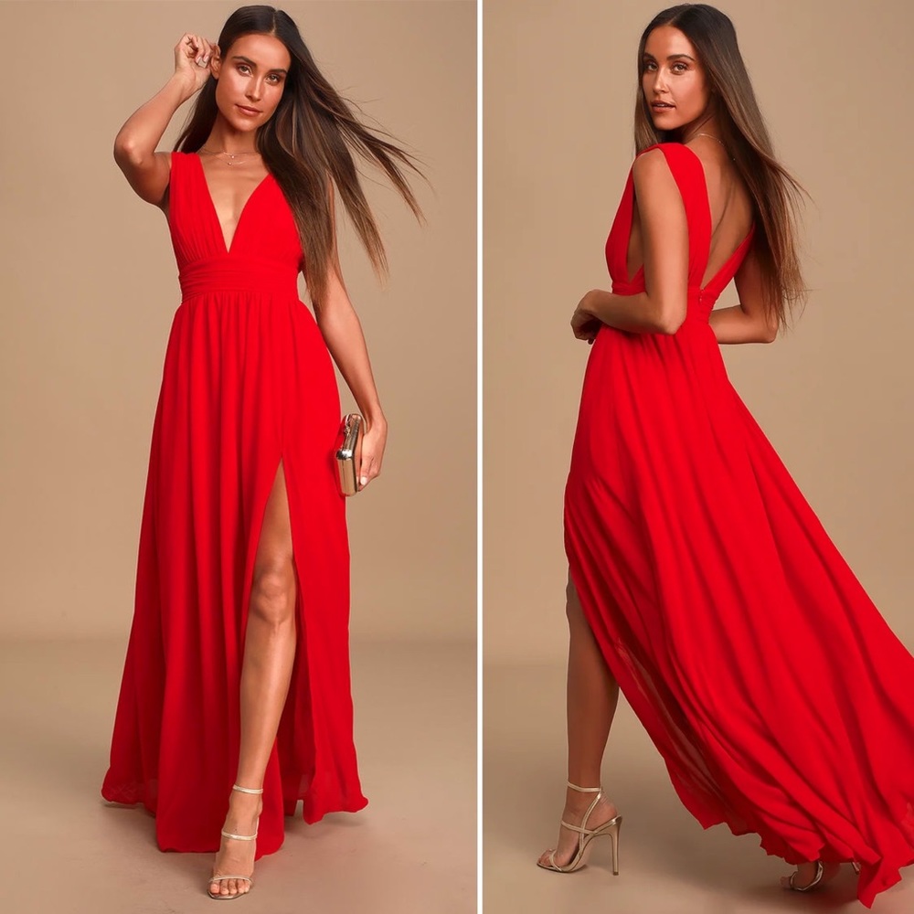 NWT Lulu’s heavingly hues red maxi dress